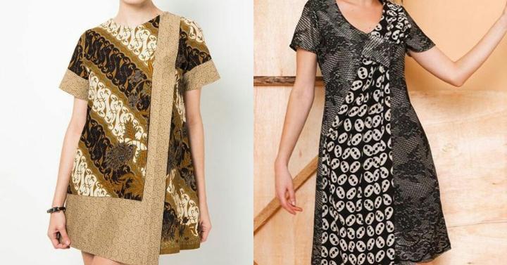 potongan asimetris dress batik